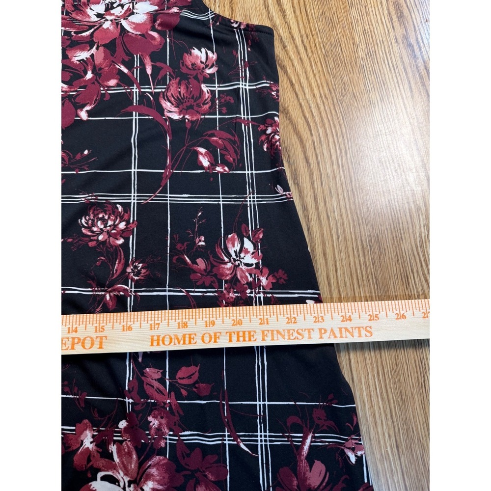 Avenue Women 14/16 Burgundy Floral Plaid Sleeveless Button Down Tunic‎ Top NWOT - Picture 13 of 13